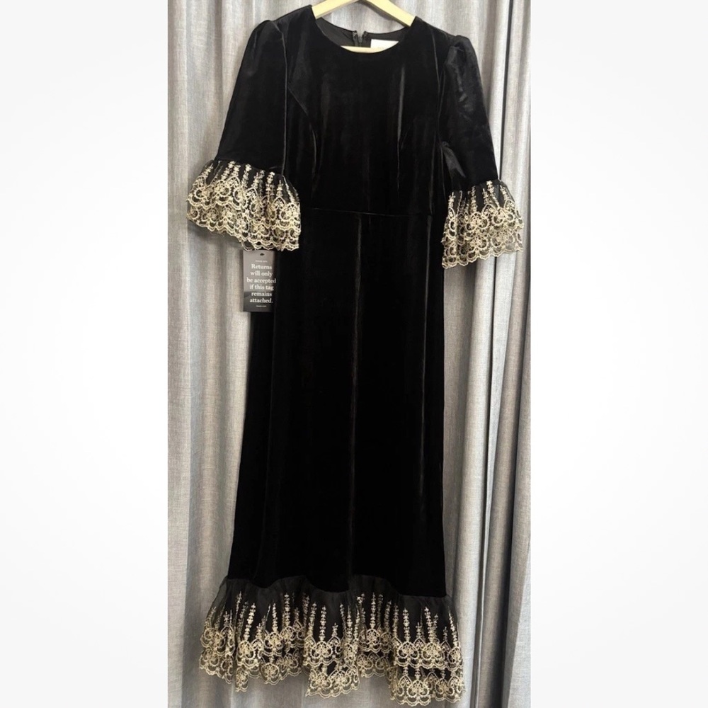 NWT | Tuckernuck Pomander Place Black Velvet Lillith Dress Midi - Picture 6 of 13